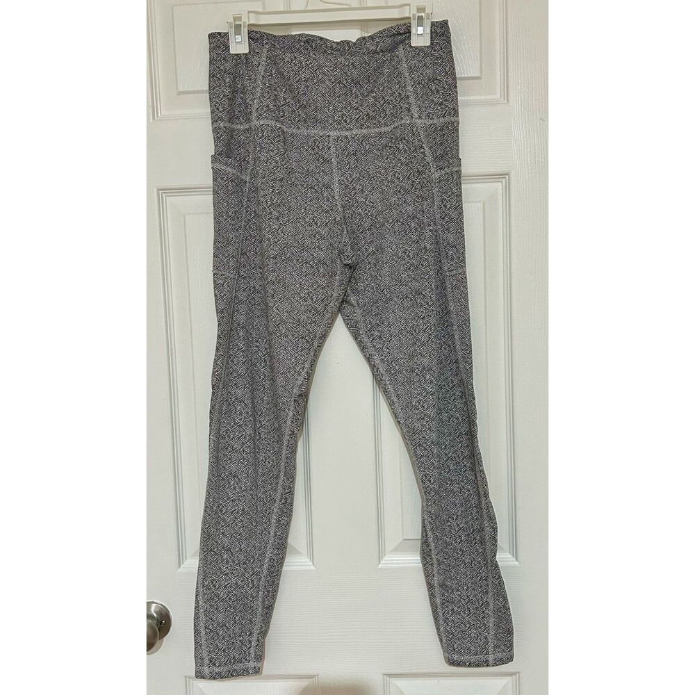 Champion Women's XL Geometric Leggings Black/White Stretch Activewear Pull-On